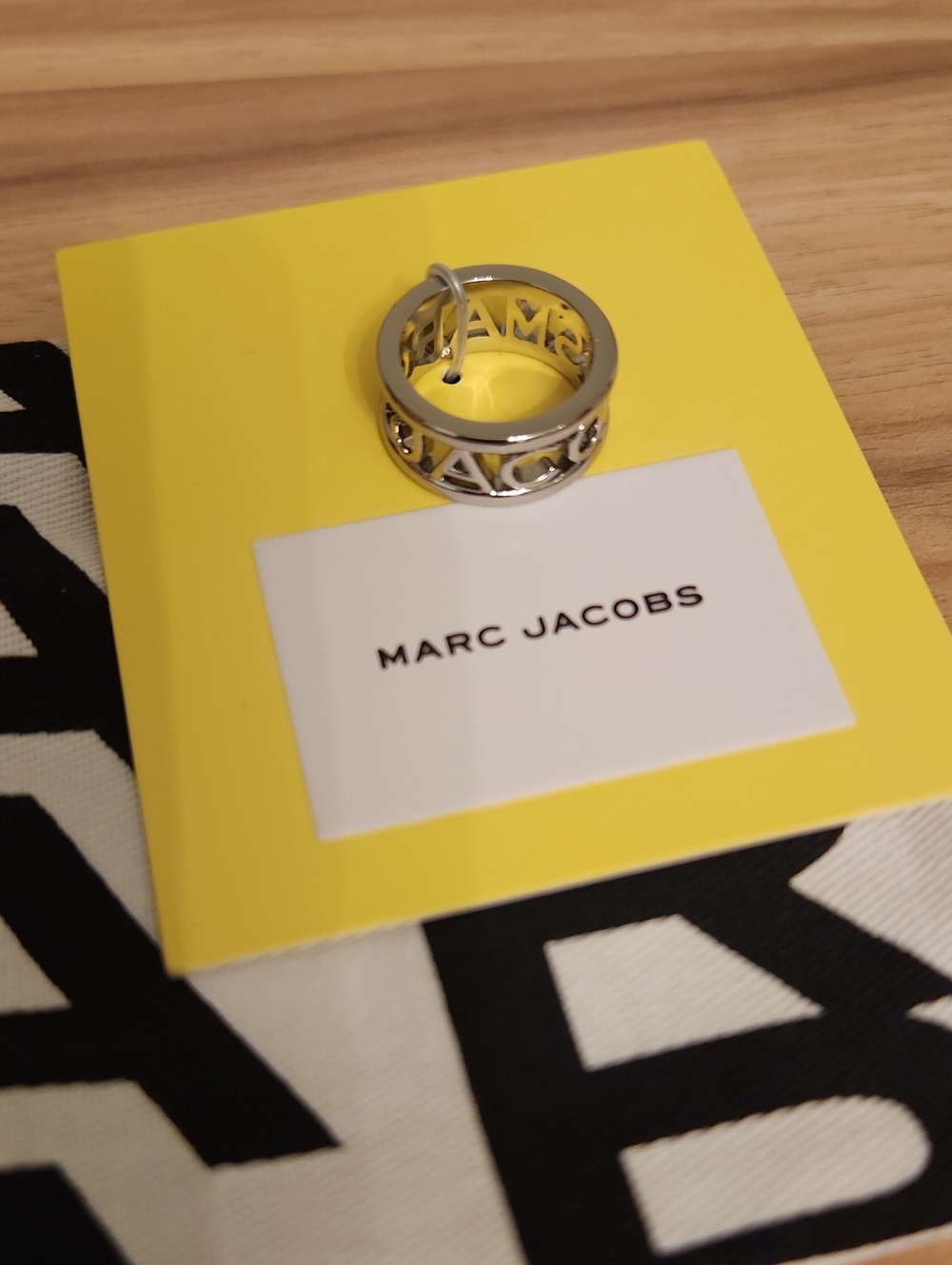 Marc Jacobs Silver Cutout Logo Band Ring